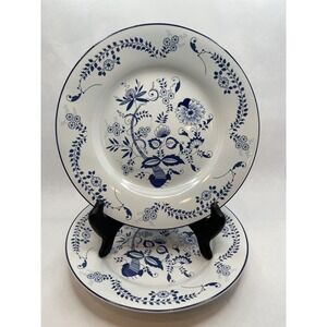 Royal‎ Cuthbertson Porcelain Small 8" Blue Onion Salad Dessert Plates Set Of 2
